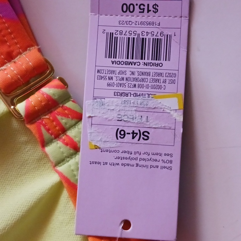 Women's Scoop Front Bralette Bikini Top - Wild Fable Size Small Bright Colors - Picture 7 of 7